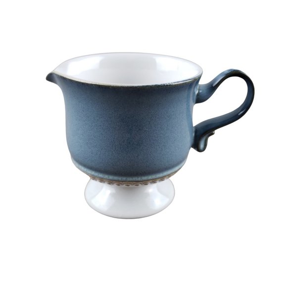 Denby Langley Castile Blue Pedestal Footed Coffee Creamer England Vintage - Picture 3 of 7